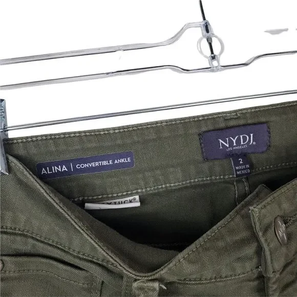 NYDJ ALINA Convertible Ankle Lift Tuck Denim Olive Green Skinny Jeans High Rise - Picture 6 of 8